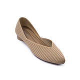 Pointed Toe Knit Ballet Flats - Mocha
