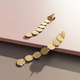 Bullion Gold Round Disc Dangle Gold Layered Earrings