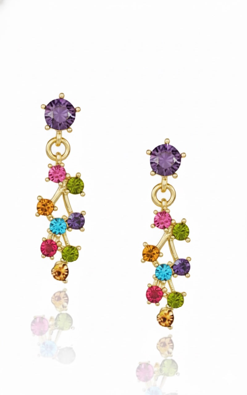 Liv Oliver 18K Gold Multi Color  Chandelier Drop Earrings