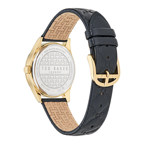 Ted Baker Womens Coolly Gold-Tone 34mm Black Embossed Leather Watch