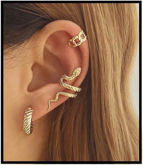 Liv Oliver 18K Gold Textured Snake Ear Cuff
