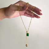 Bullion Gold Valerie Emerald Dangly Pendant Necklace