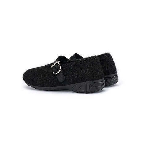 Fuzzy Mary Jane Flats - Black