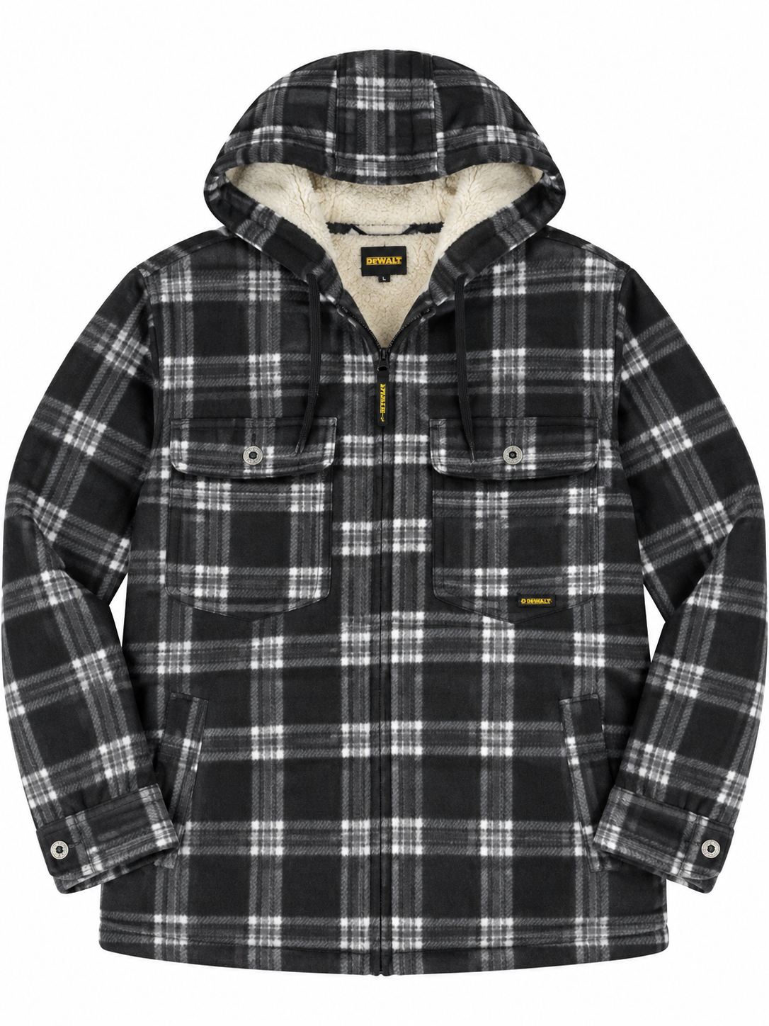 Dunlop Men's Checked Full Zip Fleece Hoodie - Black