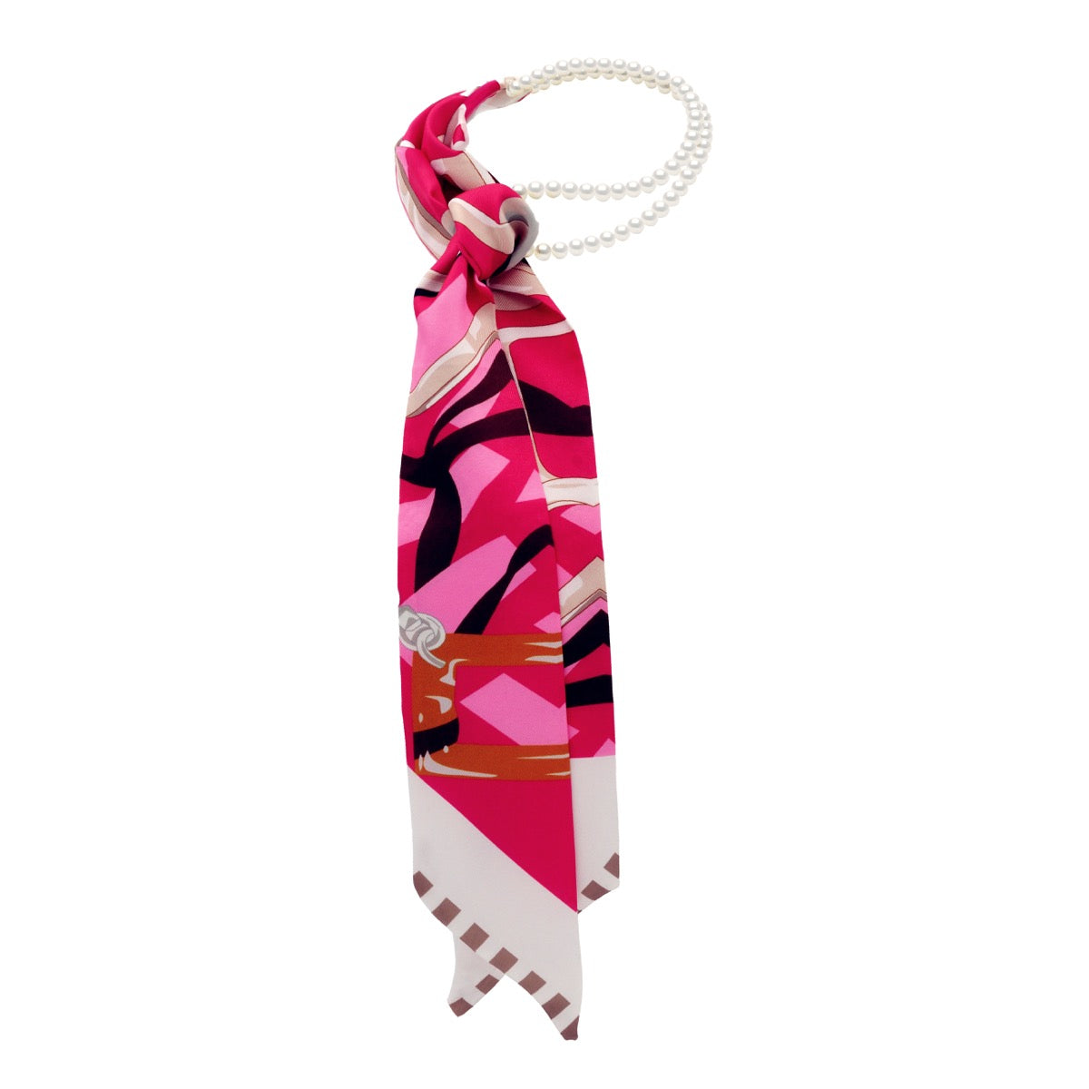 Pink Scarf and Cultured Pearl Strand Set