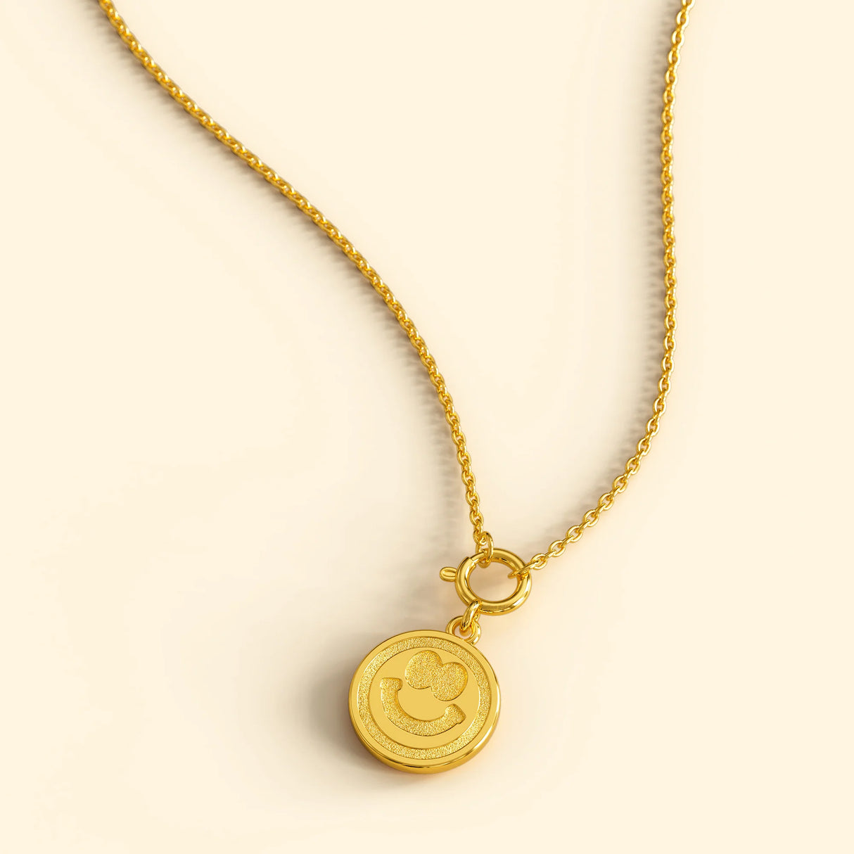 Bullion Gold Smiley Charm Gold Necklace