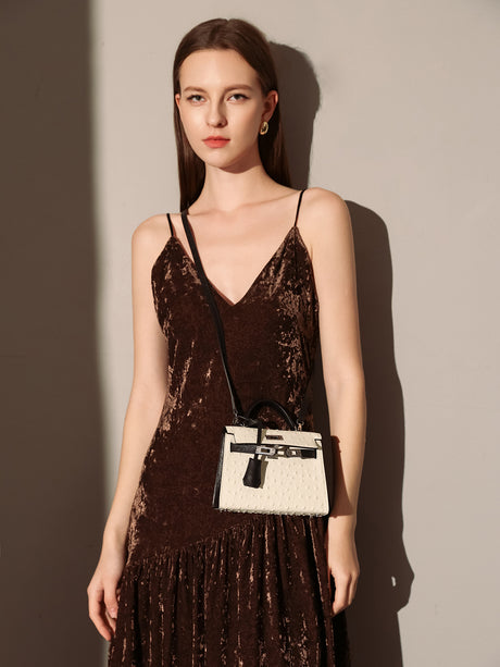 Aurelia Exotic-Embossed Leather Top Handle Bag - Ivory