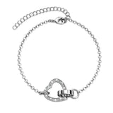Krystal Couture White Gold Interlocking Heart and Ring Bracelet Embellished with SWAROVSKI Crystals