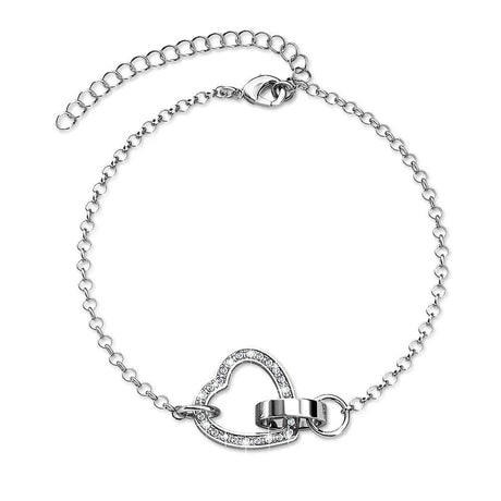 Krystal Couture White Gold Interlocking Heart and Ring Bracelet Embellished with SWAROVSKI Crystals