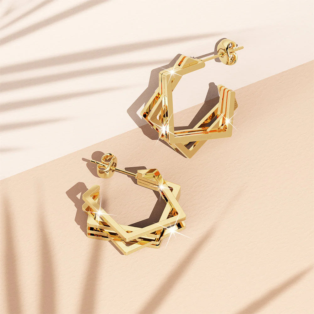 Bullion Gold Aligania Hoop Gold Layered Earrings