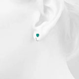 Solid 925 Sterling Silver Turquoise Blue Resin Heart Hook Earrings