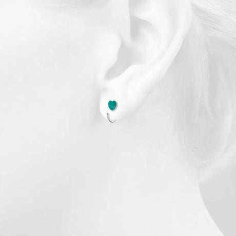 Solid 925 Sterling Silver Turquoise Blue Resin Heart Hook Earrings