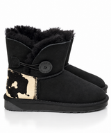 Australian Leather Ugg Mini Cow 1Button - Black - AU4