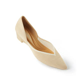 Minimalist Heart Heel Pointed Toe Knit Flats - Beige