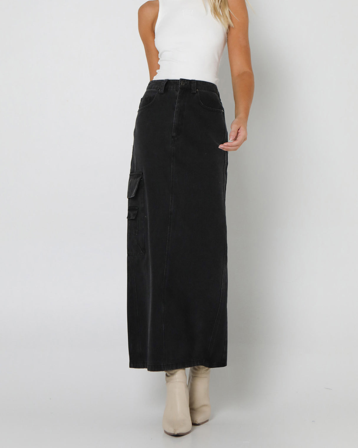 Lost In Lunar Women's Oslo Maxi Skirt - Black Denim