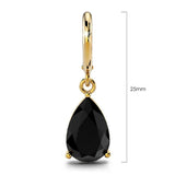 Bullion Gold Black Pear Drop Earrings
