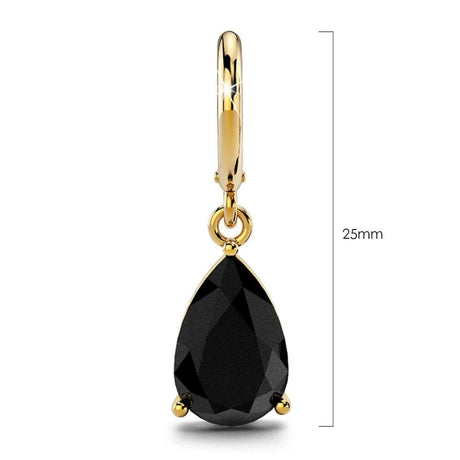 Bullion Gold Black Pear Drop Earrings