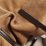 Suede Leather Structured Bowling Bag - Camel