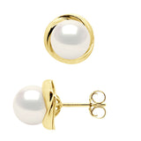 Earrings Yellow Gold - Natural White - Longueur 42 cm