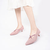 Countess Cross-Strap Kitten Heels - Pink