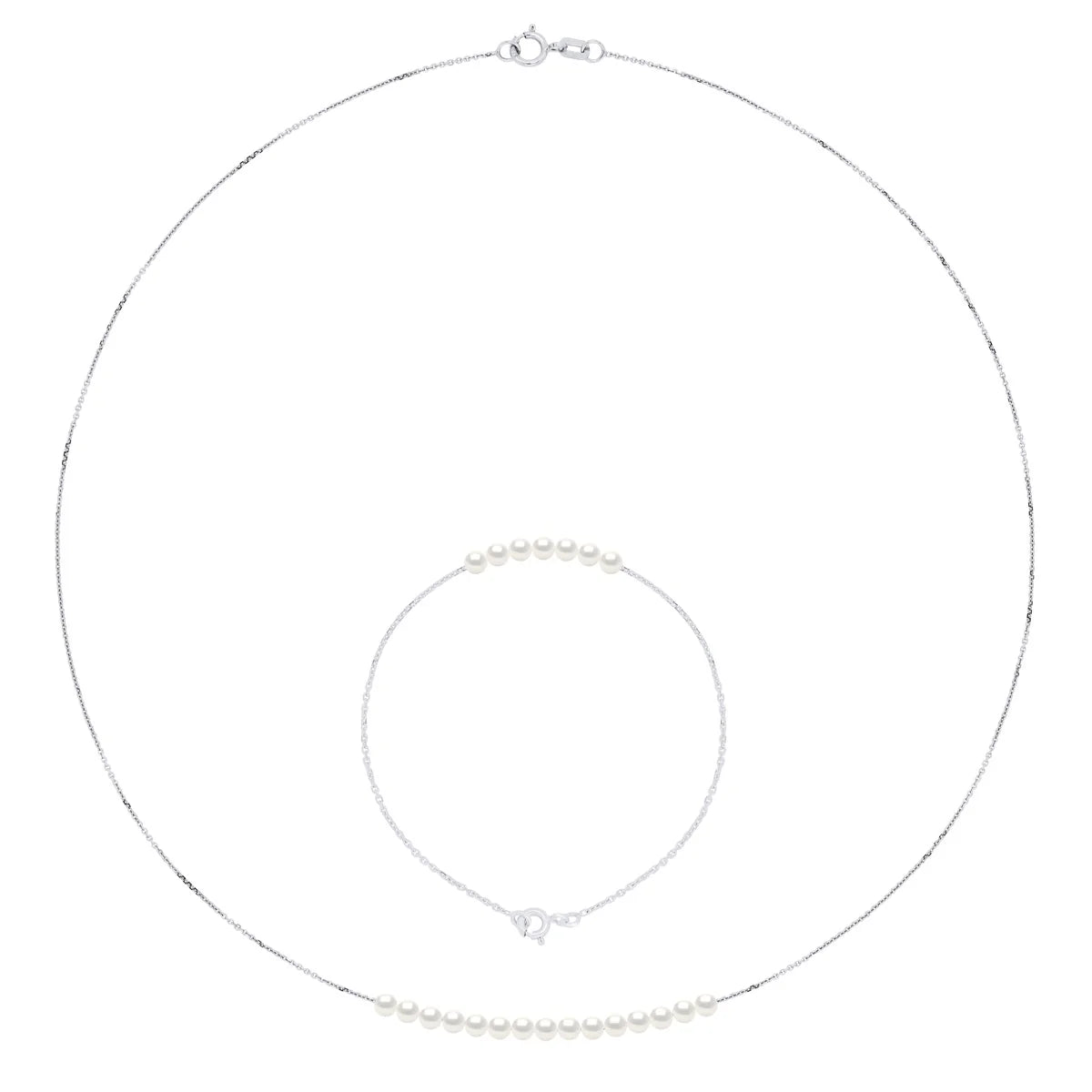 Necklace Freshwater Pearl White White Gold 3-4mm