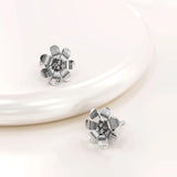 Solid 925 Sterling Silver Flora Stud Earrings 10mm
