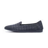 Houndstooth Knit Slip-On Flat Loafers - Charcoal