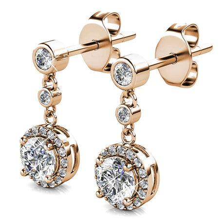Krystal Couture Lavish Champagne Gold Modern Drop Earrings Embellished with SWAROVSKI Crystals