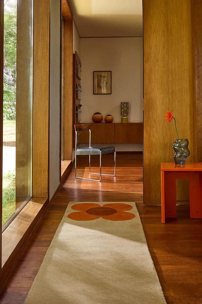 Orla Kiely Flower Placement Pumpkin - Ecru 158203 Runner Rug