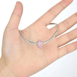 Solid 925 Sterling Silver Pink Bubbles Inclusion Murano Glass Charm