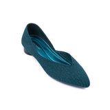 Pointed Toe Knit Ballet Flats - Peacock