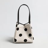 Polka Dot Canvas Mini Bucket Bag - Ivory