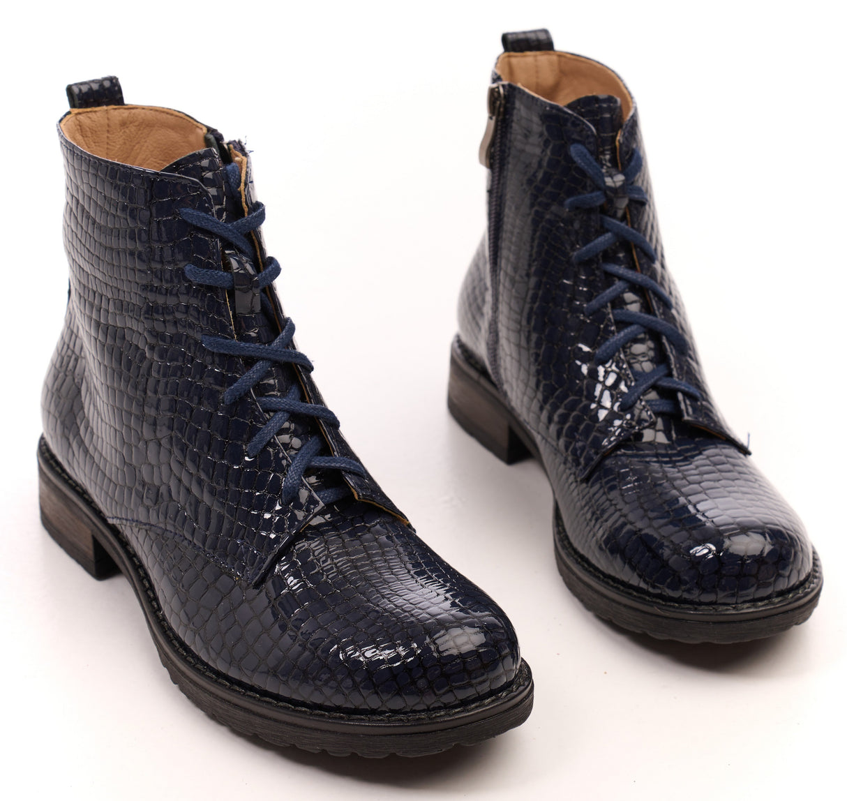 Bosccolo Womens Ankle Boots - Navy Blue Croco