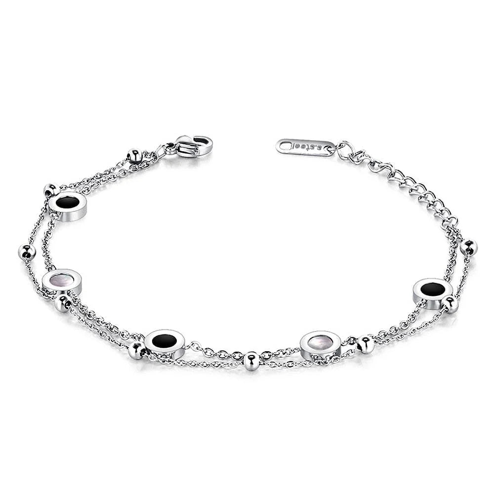 Bullion Gold Inlaid Shell Charm Bracelet White Gold