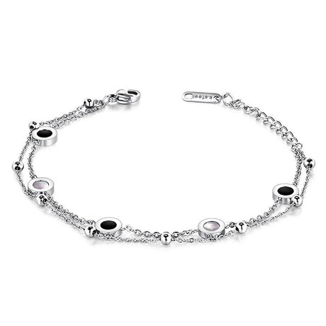 Bullion Gold Inlaid Shell Charm Bracelet White Gold