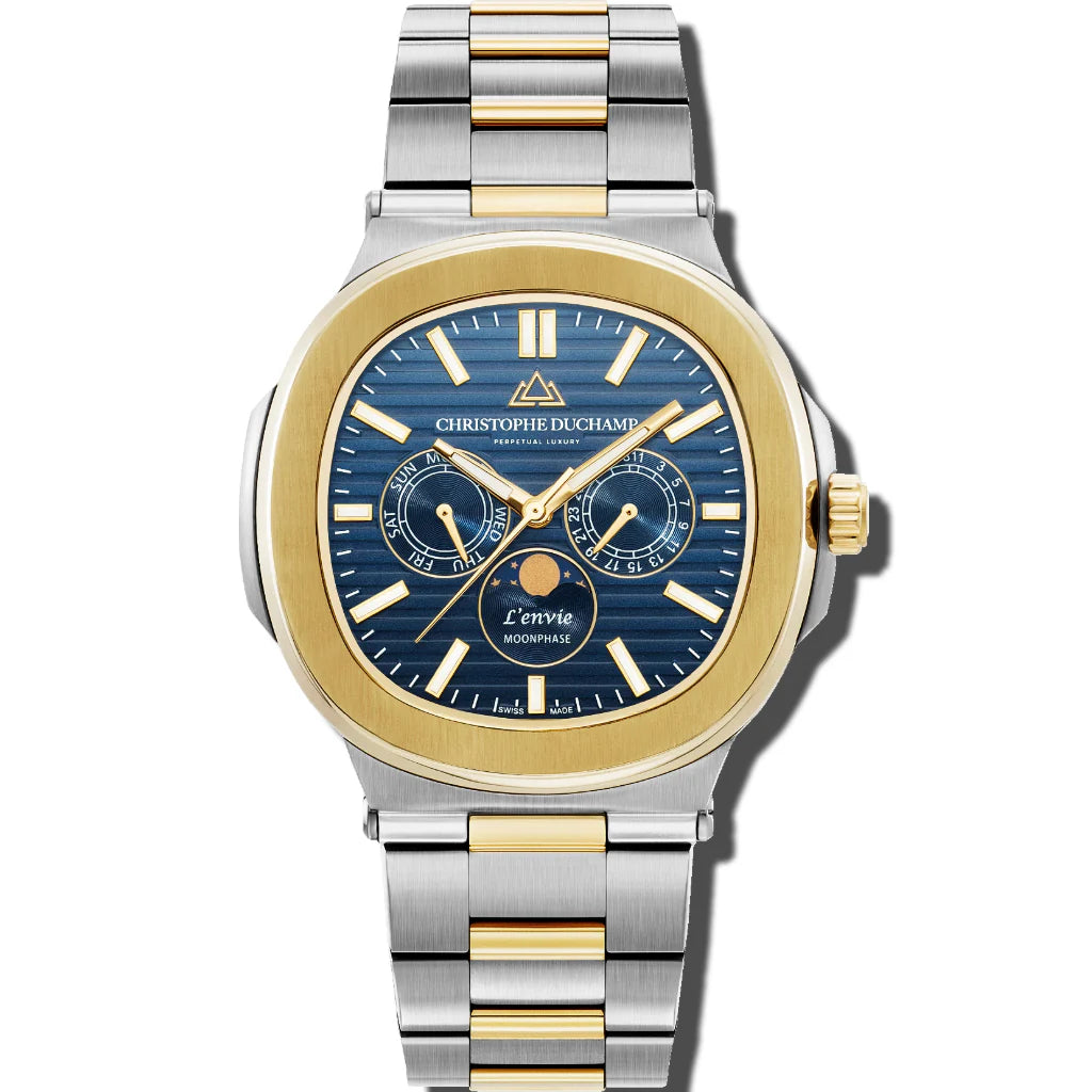 Christophe Duchamp L'envie Moonphase - Blue Dial & 316L Stainless Steel Strap