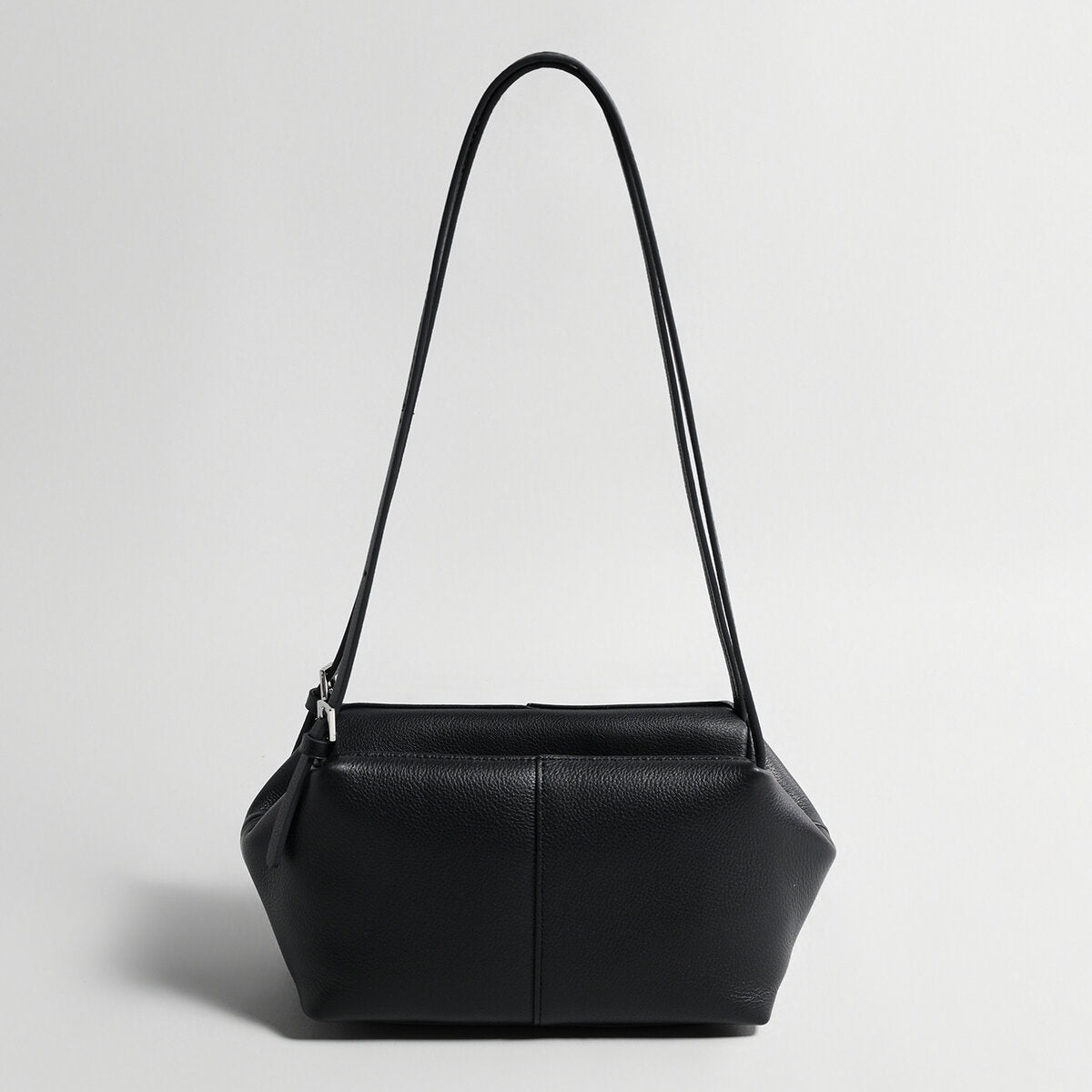 Pebbled Leather Pillow Shoulder Bag - Black