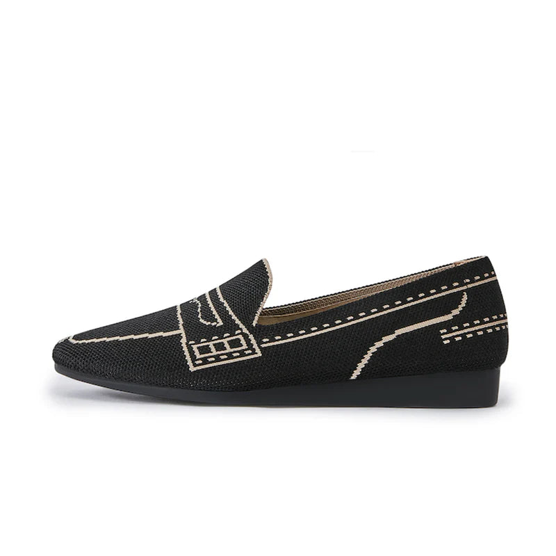 Comfortable Slip On Square Toe Loafers - Black