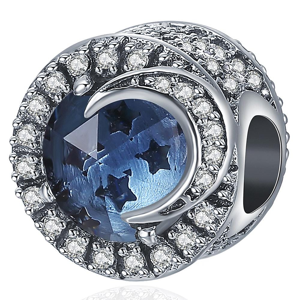 Solid 925 Sterling Silver Moonlight CZ Charm