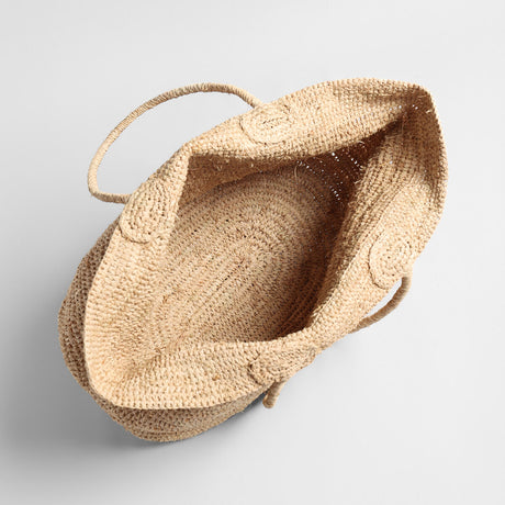 Hand-Woven Natural Straw Beach Tote - Natural