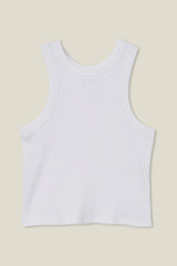 Cotton On Kids Girls Fitted Essential Tank - White Rib