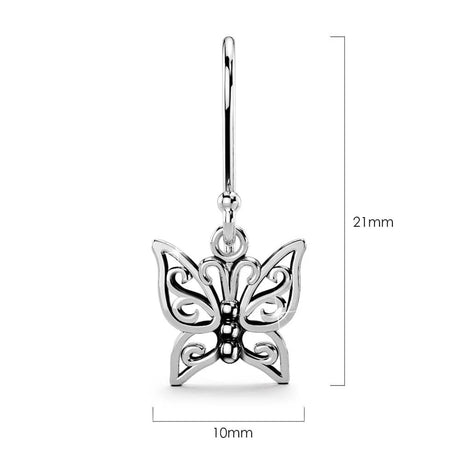 Solid 925 Sterling Silver Butterfly Dangle Earrings