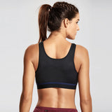 Full Zip Front High Support Wireless Sports Bra  - Black
