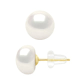 Earrings Freshwater Pearl White Yellow Gold 8-9mm