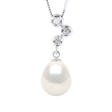 Necklace Jewelry Diamonds 0,06 Cts ( 1 X 0,03 + 1 X 0,02 + 1 X 0,01 Cts) - Natural White - Longueur 42 cm