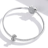 Solid 925 Sterling Silver Festive Floral Pandora Inspired Bead Charm