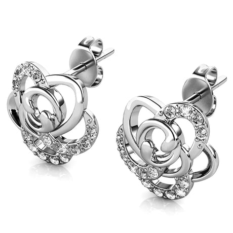 Krystal Couture Bloom White Gold Stud Earrings Embellished with SWAROVSKI Crystals
