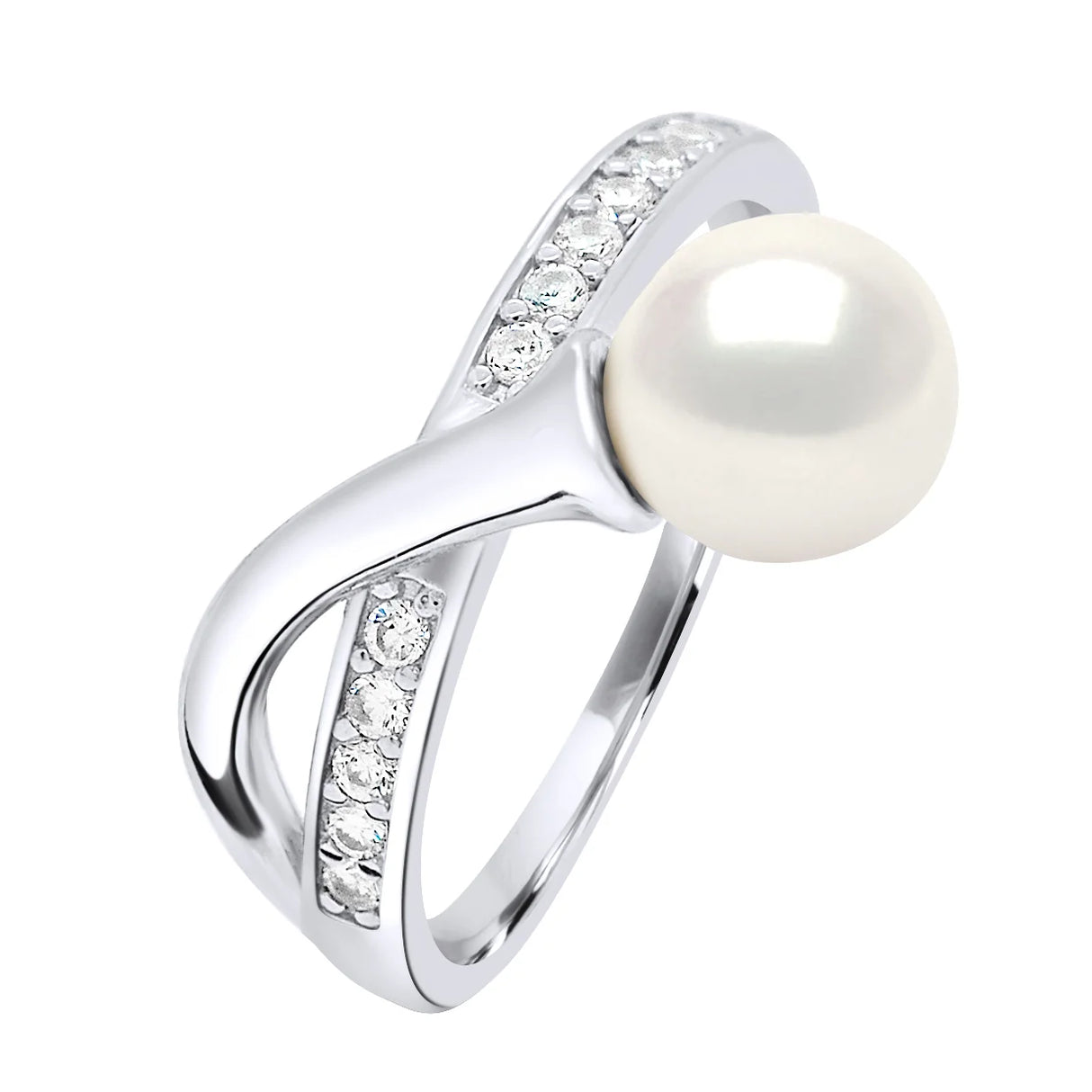 Ring Freshwater Pearl & Cubic Zirconia White