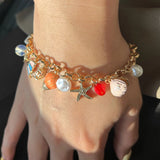 Bullion Gold Beaded Summer Sea Charm Gold Bracelet