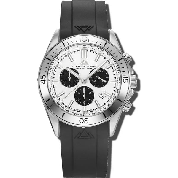 Christophe Duchamp Stratos - White Dial & 316L Stainless Steel & FKM Rubber Strap